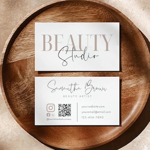 Bearbeitbare Visitenkarte mit QR-Code, Elegante Visitenkarten Vorlage, DIY Visitenkarten, Canva Visitenkarten, Doppelseitige Visitenkarten