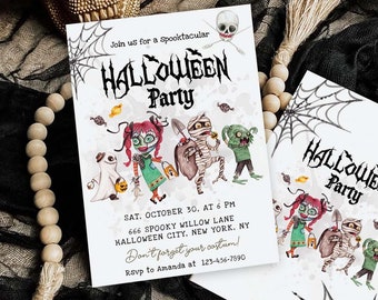 Invitación de Halloween, Invitación editable a fiesta de Halloween, Invitación BOHO de Halloween para adultos, Invitación gótica, Descarga instantánea
