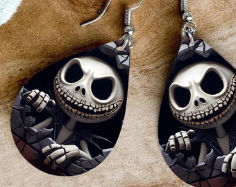Teardrop Skeleton Earrings PNG: Halloween Sublimation Design (Digital Download)