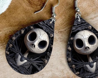 Teardrop Skeleton Earrings PNG: Halloween Sublimation Design (Digital Download)