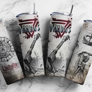 Vikings Tumbler Sublimation Design: Nordic Norse Wrap (Digital Download)