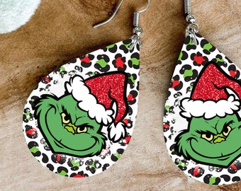 Christmas Movies Teardrop Earring Template PNG, Leopard Sublimation Design  Digital Download, Earring Blanks  #ESD