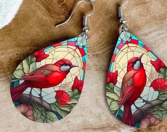 Cardinal Teardrop Earring Sublimation Design Teardrop Earring Template PNG, Digital Download, Earring Blanks  #ESD