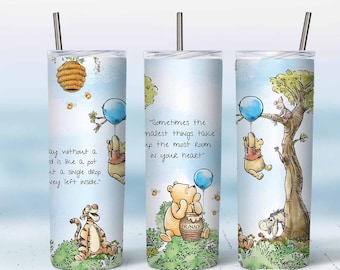 Winnie The Pooh Tumbler Sublimation Design: 20 oz Skinny Tumbler (Digital PNG)