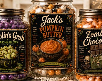 Halloween Candy Labels, Apothecary Labels Halloween Png Bundle, (Digital Download)