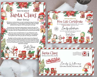 Letter from Santa, Editable Santa Approved Letter, Mailed From Santa, Santas Nice List, Santa Letter Certificate Bundle