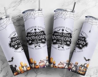 Hocus Pocus 20 oz Skinny Tumbler, Halloween Sublimation PNG, Digital File, Apothecary Wrap  (plus 9 FREE Designs Included!) #STD