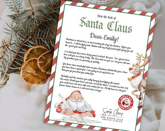 Editable Letter from Santa Claus. From The Desk Of Santa Claus, Santa Letter, Xmas Eve, North Pole, Instant Download, Templett