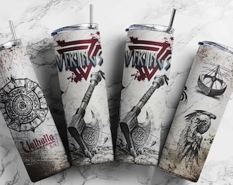 Vikings 20oz Skinny Tumbler, Nordic Viking Sublimation Design , Straight Viking Wrap Design  (plus 9 FREE Designs Included!) #STD