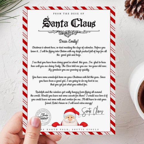 Santa Claus Letter Template Letter From the North Pole | Etsy