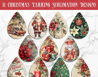 Christmas Teardrop Earring Sublimation Design Bundle (Digital Download)