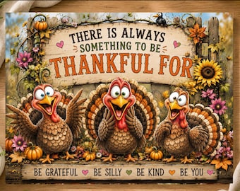 Thanksgiving Turkey Cutting Board Design, Whimsical Turkey PNG, Thanksgiving Sublimation Design, Fall Kitchen Decor, Grateful PNG