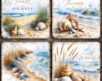 Sea Life Coaster Designs, Beach Motivational Quotes Sublimation Png (Digital Download)