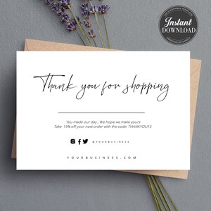 Business Thank You Card Template Thank You For Your Order Etsy