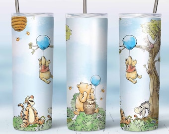 Classic Winnie The Pooh  Skinny Tumbler, Tumbler Template Sublimation Designs Downloads, 20 oz Skinny Tumbler ,  Digital  PNG tumblers, #STD