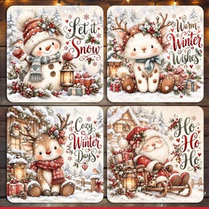 Snögubbe fyrkantig underläggsdesign, söt, julhelgpaket png, nyckfull fyrkantig underläggsdesign med sublimeringsdesign Clipart digital fil