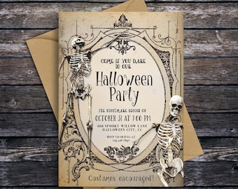 Vintage Halloween Invitation, Editable Halloween Party Invitation, Halloween Invitation for Adults, Gothic Invitation , Instant Download