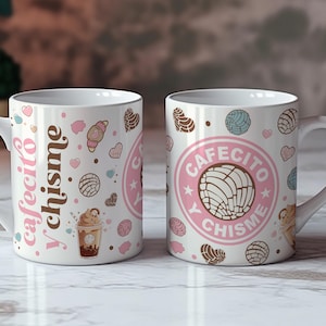 Design tazza Cafecito Y Chisme, tazza da 11 once - design sublimazione tazza da 15 once, design messicano Concha Mug Wrap Design, download digitale #MUG