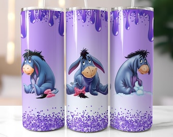 Eeyore 20oz Skinny Tumbler Wrap, Glitter Eeyore Tumbler Design, Winnie The Pooh Tumbler, Sublimation PNG, Instant Download #STD