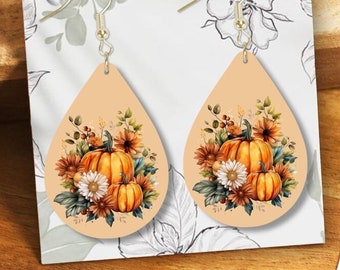 Pumpkin Harvest Earring Design: Sublimation PNG (Digital Download)