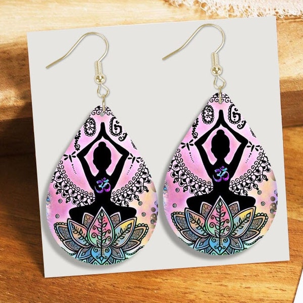 Yoga Sublimation Earring Designs Template, Teardrop Earring PNG, Instant Digital Download, Earring Blanks Design, Earring Downloads #ESD