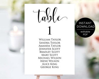 table number template etsy