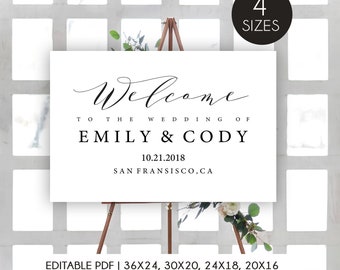 wedding welcome sign printable etsy