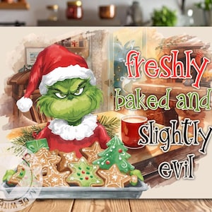 Grinch Cutting Board Sublimation PNG, Funny Christmas Kitchen Decor, Grinch Chopping Board Design Instant Download