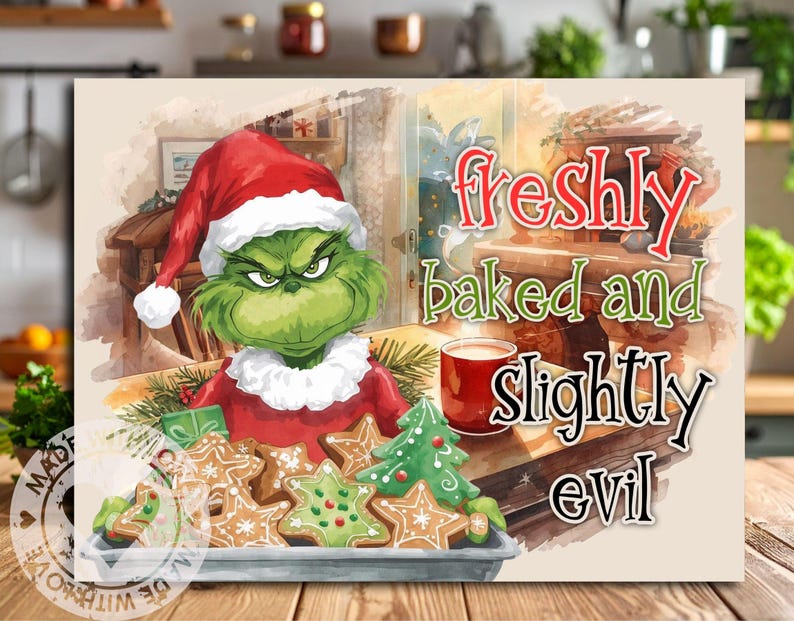 Grinch Cutting Board Sublimation PNG, Funny Christmas Kitchen Decor, Grinch Chopping Board Design Instant Download