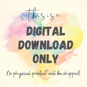 K&ouml;nnte beinhalten: Grafik f&uuml;r digitalen Download mit Aquarellhintergrund in Pastellfarben. Der Text lautet: &bdquo;Dies ist NUR ein DIGITALER DOWNLOAD. Es wird kein physisches Produkt versendet!"