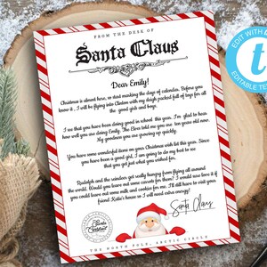 Editable Letter From Santa Claus. From the Desk of Santa Claus, Santa ...