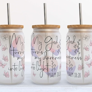 Christian Affirmations Glass Can Wrap: Bible Verse Sublimation Design (Digital Download)