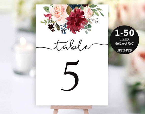 table number template table numbers printable table numbers etsy
