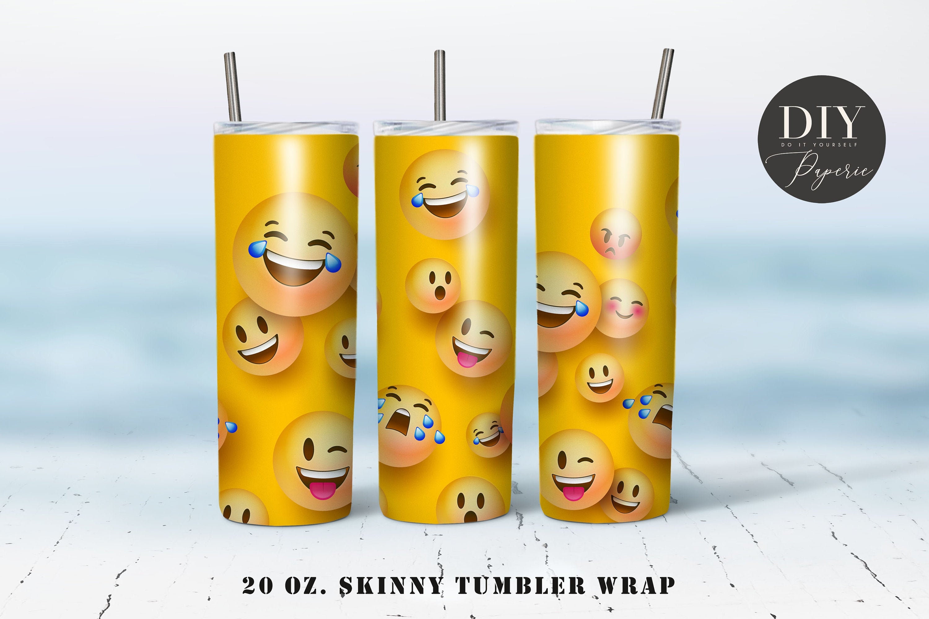 Emoji Love Tumbler Template Sublimation Designs 20 oz Skinny Etsy