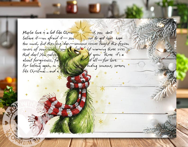 Grinch Cutting Board Sublimation PNG, Mean Guy Christmas Kitchen Decor, Chopping Board Design
