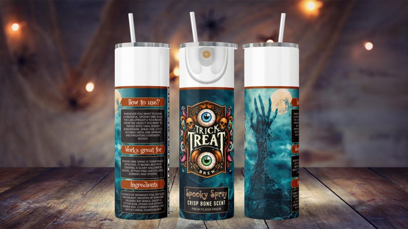 Halloween Tumbler, Spooky Spray Tumbler, 20oz Skinny Tumbler Sublimation
