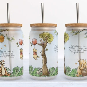 Winnie The Pooh Glass Can Wrap - Digital Download Sublimation Design - Red Pooh Glass Can PNG - 16oz Template #GLC