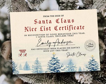 EDITABLE Santa Claus Official Nice List Certificate Letter From The Desk Of Santa North Pole Mail Christmas Eve Box Instant Download