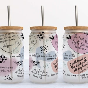 Christian Affirmations Glass Can Wrap: Bible Verse Sublimation Design (Digital Download)