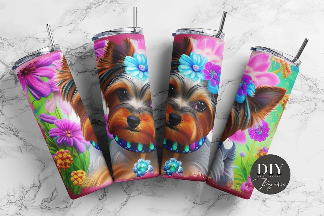 Yorkie Puppy Tumbler Wrap PNG Cute Dog 20oz Skinni Tumbler Etsy