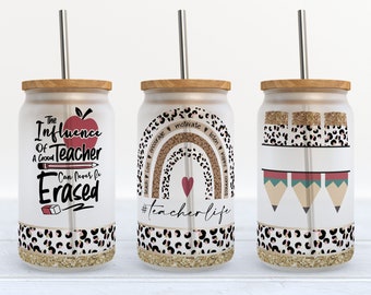 Teacher Appreciation 16oz Glass Can Wrap PNG (Digital Download)