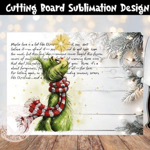 Grinch Cutting Board Sublimation PNG, Mean Guy Christmas Kitchen Decor, Chopping Board Design