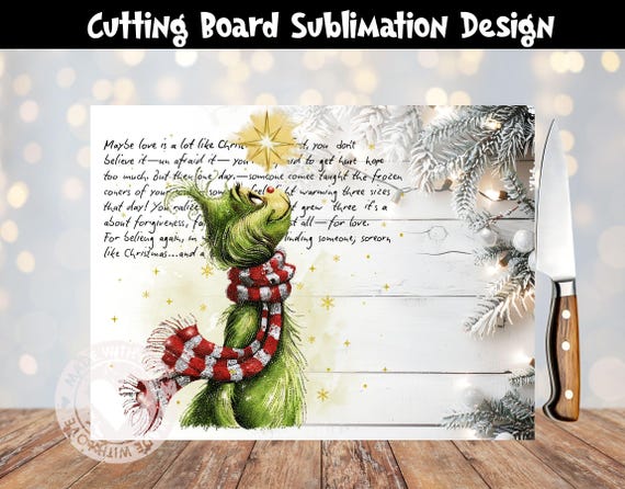 Grinch Cutting Board Sublimation PNG, Mean Guy Christmas Kitchen Decor, Chopping Board Design
