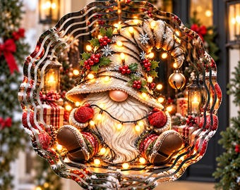 Christmas Wind Spinner PNG, Christmas Gnome Wind Spinner Design, Gnome Sublimation PNG, Holiday Sublimation Design