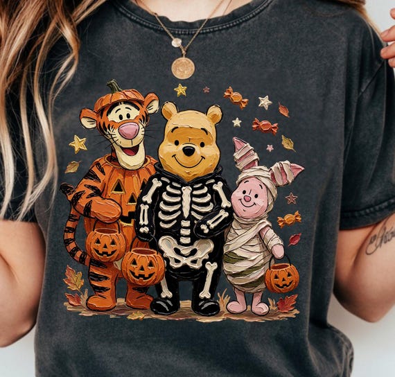 Winnie Pooh Retro Halloween Shirt PNG, Ghost Sublimation Png, Spooky Vibes Png, Trick Or Treat Png
