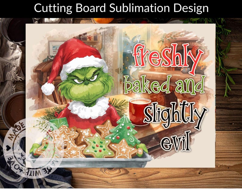 Grinch Cutting Board Sublimation PNG, Funny Christmas Kitchen Decor, Grinch Chopping Board Design Instant Download