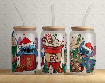 Christmas Coffee - 16oz Libbey Glass Can Png Design For Sublimation, Coffee Cups Stitch Digital Download Png #GLC