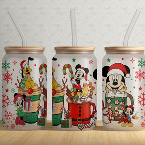 Christmas Cartoon Wrap, Mouse Sublimation Design, Cartoon Tumbler Png, 16oz glass can png design for sublimation, Digital Download Png #GLC