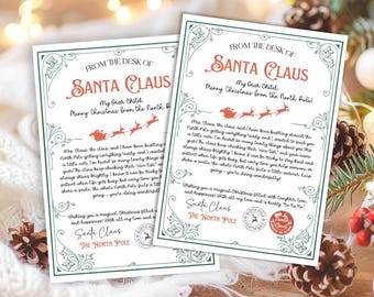 Carta editable de Papá Noel, plantilla vintage de Canva para correo navideño del Polo Norte