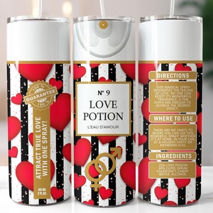 Valentine's Tumbler Wrap, 20oz, 30oz Love Potion Spray Bottle Sublimation Wrap, Red Heart Valentine's Day Tumbler Png, Digital Download #STD